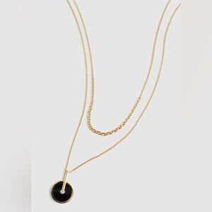 NWT MADEWELL Two Pack Stone Inlay Coin Necklace Set